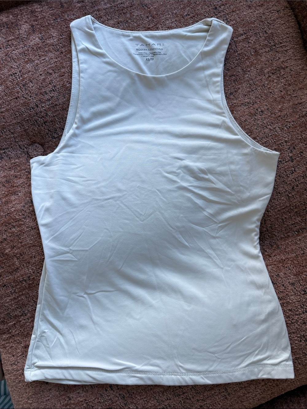 Tahari Cream Tank Top with High Scoop Neck